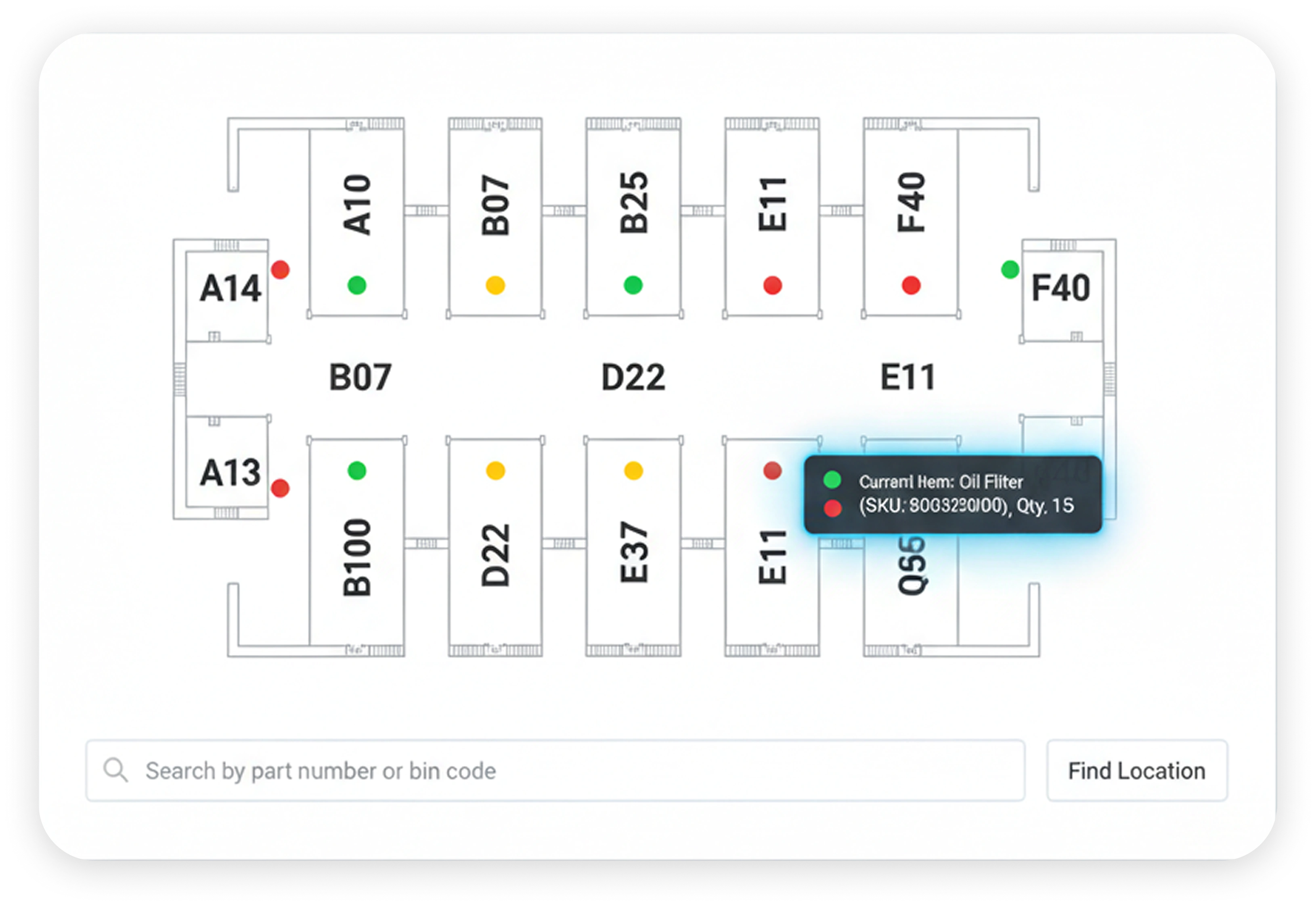 Warehouse rack and bin location tracking for faster spare parts picking